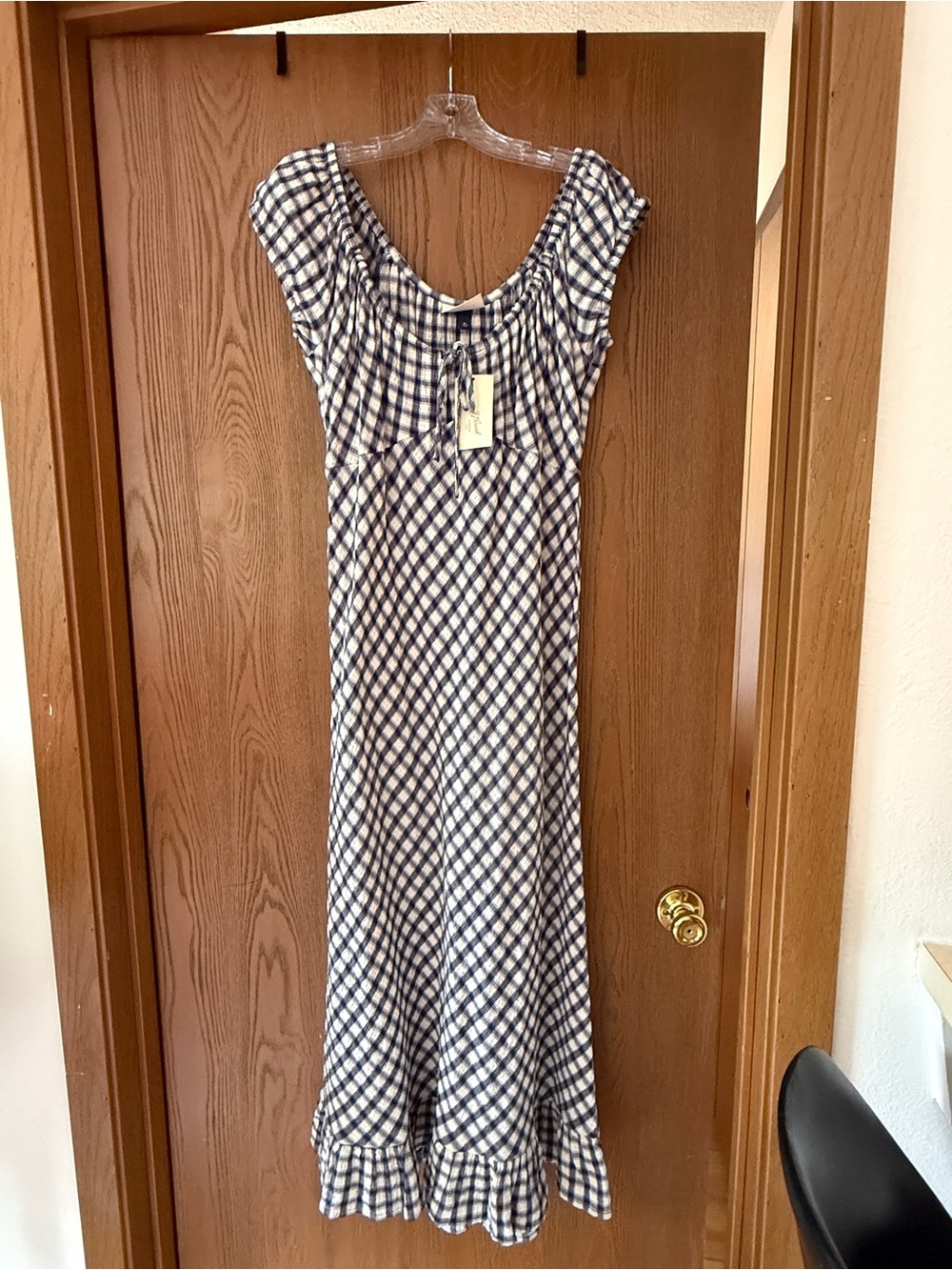 Universal Thread Navy and White Gingham Maxi Dress